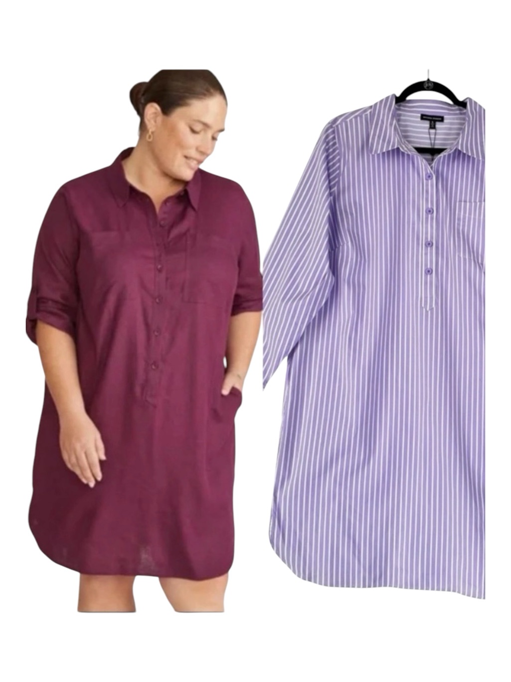 Nwt Universal Standard Stretch Poplin Rubicon Shirtdress Sz S / 1x Purple Stripe